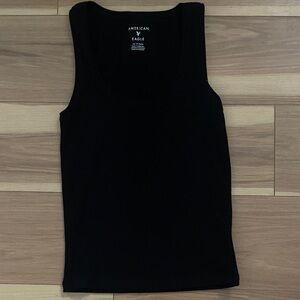 American Eagle Outfitters Black Ribbed Scoop Tank